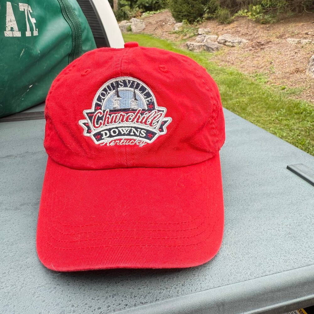 Churchill Downs Red Adjustable Horse Racing Cap Unisex OSFA